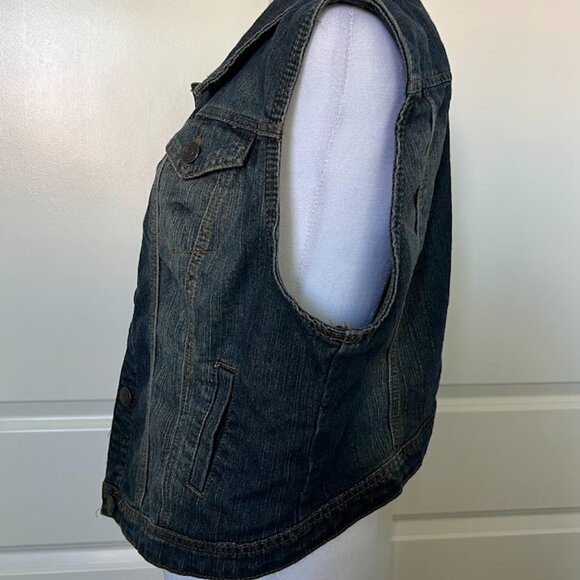 Beverly Hills Polo Club Dark Wash Button Up Denim Jean Vest Size XL - Picture 4 of 5